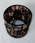 Vtg  Purple Mosaic Quartz Like Stone Lamp chandelier Shade 6 3 4  Tall 7 1 2 w 
