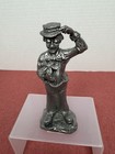 Vintage Michael Ricker Pewter Clown With Flower Figure 5 25  Tall Signed
