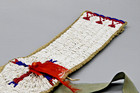 1890s Sioux Woman s Beaded Hide Blanket Strip W silk Ribbons 58  Long 2 75  Wide