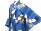 Japanese Kimono Yukata Blue 164cm 5 Ft 5 In Cotton Ee5462