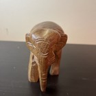 Vintage Wooden Elephant Statue Hand Carved Solid Wood No Tusks