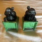 Black Standard Poodle Cast Iron Bookends Heavy Vintage Mid Century Decor