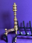 Antique Victorian Brass Iron Andirons Fire Dogs Grate Set Hearth