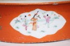 Chinese Orange Base Famille Rose Character Porcelain Pot