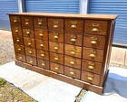 Antique Solid Oak Hardware Cabinet Or General Store Cabinet With 30 Drawers 1920