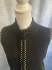 Vtg 90s Y2k Foxcroft Knit Sweater Vest S Cotton Full Zip Whipstitch Cabincore