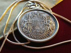 Xf 1940 Canada 800 Silver 50 Cent Pendant On An 18  Sterling Silver Snake Chain