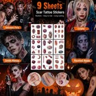 Whioiuil Realistic Halloween Scar Temporary Tattoos 9 Sheets Fake Wound Stitches