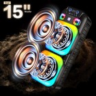 Dual 15  Bluetooth Party Speaker W led 2 Mic Tws Fm Bass Subwoofer Powerful Kara