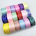 Flower Printed Satin Ribbon - 25mm Floral Polyester Ribbons Party Decor 5yards