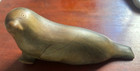 Vintage Inuit Eskimo Carved Green Soap Stone Seal Art Sculpture  6 In 