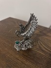 Vintage Spoontiques Pewter Pegasus Figurine M842 Winged Horse Green Crystal