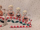 Vtg Ucagco Christmas Flocked Girls Boys  Choir Candle Holders Japan 