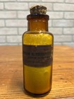 Antique 1900s Merck Apothecary Pharmacy Medicine Amber Glass Bottle W  Label