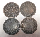 4 Coin Lot Canada Large Cents 1876-h  1882-h  1886  1895  Queen Victoria Vg-ag