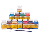 Fiebing s Acrylic Leather Dye Pack - 1 Top Finish   11 Colors   2 Artist Brush