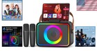 Bluetooth Karaoke System  2 Wireless Mics  Pa Speaker   Led Effects For Parties