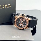 Bulova Marine Star Black Dial Chronograph Silicone Strap Men s Watch 44mm 98b104