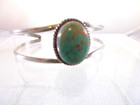 Vtg Signed C Jones Sterling Navajo Turquoise Cabochon Cuff Bracelet