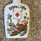 Vintage Old German Red Cross Porcelain Erste Hilfe Rum Flask Mountain Trekking