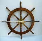 Nautical Antique Brass 36  Wooden Ship Wheel Boat Steering Wheel Wall Decor Gift