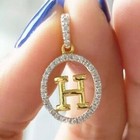 0 45ct Round Moissanite Women s Custom A- Z Any Initial Pendant Real 925 Silver