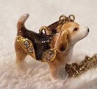 Beagle Charm  Pendant Necklace 18   3727n  Enameled Pewter  Australian Crystals