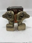 Solid Brass Goat Book End Vintage Mid Century With Original Box