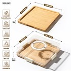 Charcuterie Board With Clear Locking Lid And Handle  Single Compartment Bamboo C