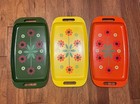 Vintage 1960-70   s Woolworth Flower Power Plastic Serving Trays Set Japan Retro