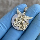14k Gold Plated 925 Sterling Silver St Saint Michael Cz Pendant San Miguel 1 