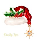 New Santa Claus Hat Crystal Christmas Tree Classic Enamel Brooch Pin
