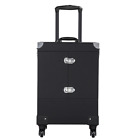 Rolling Makeup Trolley Cosmetic Train Case With 4 Removable Spinner Wheels Black