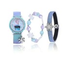 Disney Frozen Girls Flashing Lcd Watch Set Blue Ombre W  Bracelet   Hair Accesso