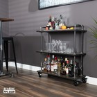 Industrial Bar Cart  Three-tier Solid Wood Shelf  Steel Pipe And Iron Fitting