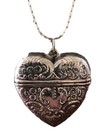 Vtg Hinged Pill Box Trinket Sterling Silver Puff Heart Pendant Floral Chain 12   