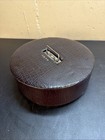 Vintage Wooden Poker Chip Carousel Caddy With Faux Alligator Cover   Clay Chips