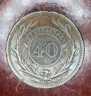 1857 Uruguay 40 Centesimos 35g Copper Km 10 