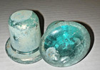 Lot Of 2 Large Vintage Aqua Glass Water Bottle Carboy Stoppers
