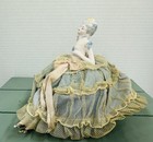 Antique Porcelain East Germany Half Doll  Pin Cushion With Feet