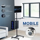 Vivo Mobile Computer Cart With Monitor Mount  Pc Holder  Keyboard Tray