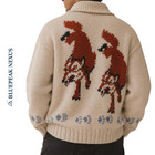 Nordic Fox Zip Cardigan Wool Blend Winter Sweater Vintage Streetwear Jacket