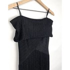 Vintage Alex Evenings Y2k Off Shoulder Metallic Ribbed Formal Dress  Black 6p