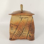 Stephen Fabrico Studio Pottery Lidded Jar Fern Leaf Impression Stoneware Signed