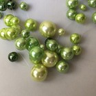 Multi Green Glass Faux Pearl Invisble Cord Necklace Earring Set