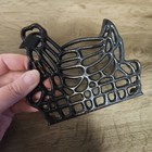 Vintage Cast Iron Enamel Chicken Trivet 6   Mcm Footed Cottagecore Kitchen Decor