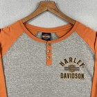 Harley Davidson Shirt Mens Xl Gray Orange Henley Long Sleeve Chicago Windy City
