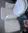 Gray   White Chevron Upholstered Nursery Glider Chair With Ottoman
