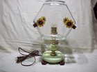 Antique Vintage Fish Bowl   Holder Art Deco Houze Glass Uranium Light Cast Iron