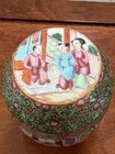 Antique Chinese Rose Medallion Lidded Teapot And Tea Container 